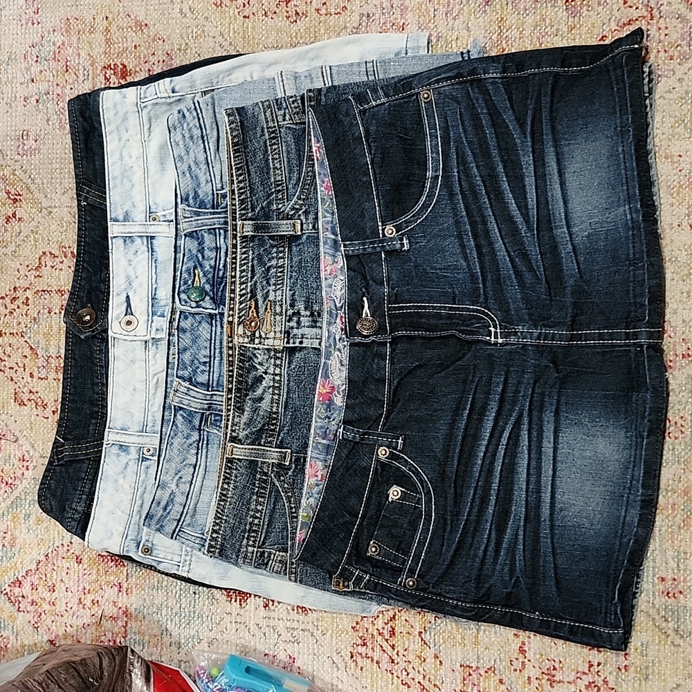 Lot of 5 Mixed Brands Jean Skirts